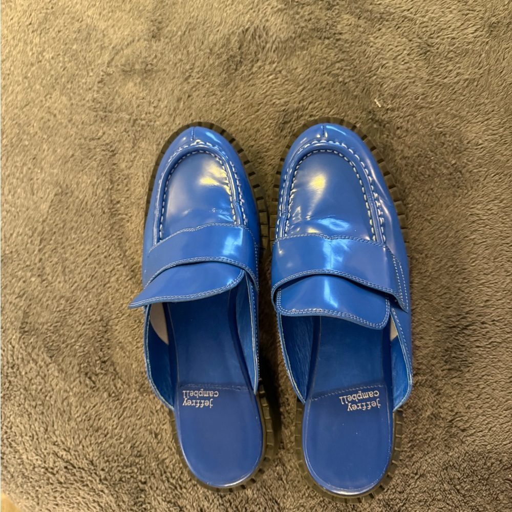 Jeffrey Campbell Royal Blue Mules with Black Sole - Picture 3 of 8